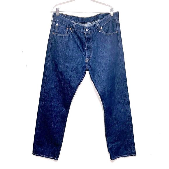 NWOT Levi’s Original 501 Dark Wash Button Fly Bootcut Jeans Mens Sz 36/32 - Picture 1 of 6